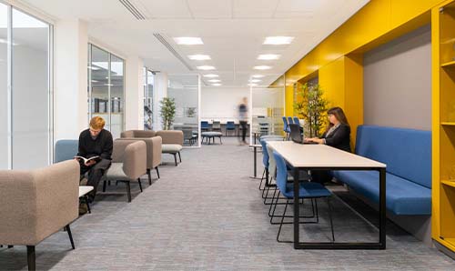 The inside of the Masood Entrepreneurship Centre at Alliance Manchester Business School